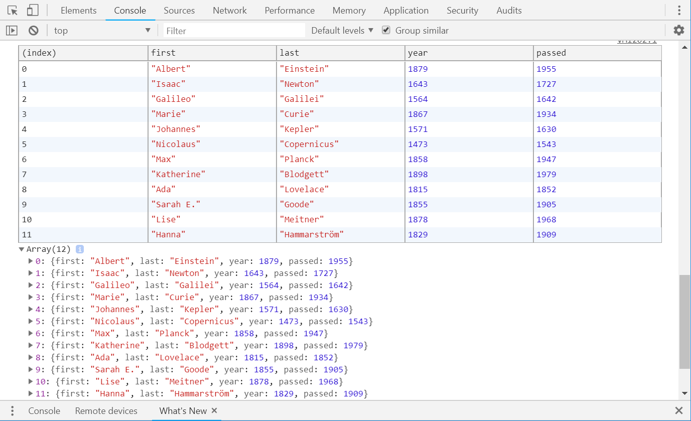 console.table()